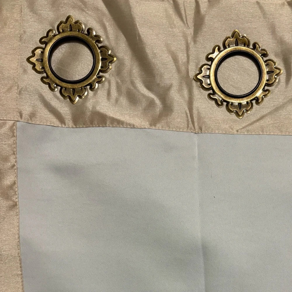 Luxury Gold Curtains Long Grommet Top 3 Pc Set JCPenney Royal Velvet Beige Gold